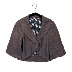 Marc Jacobs Short Topper Jacket Coat Retro Sparkly Metallic Coppery Brown Size S